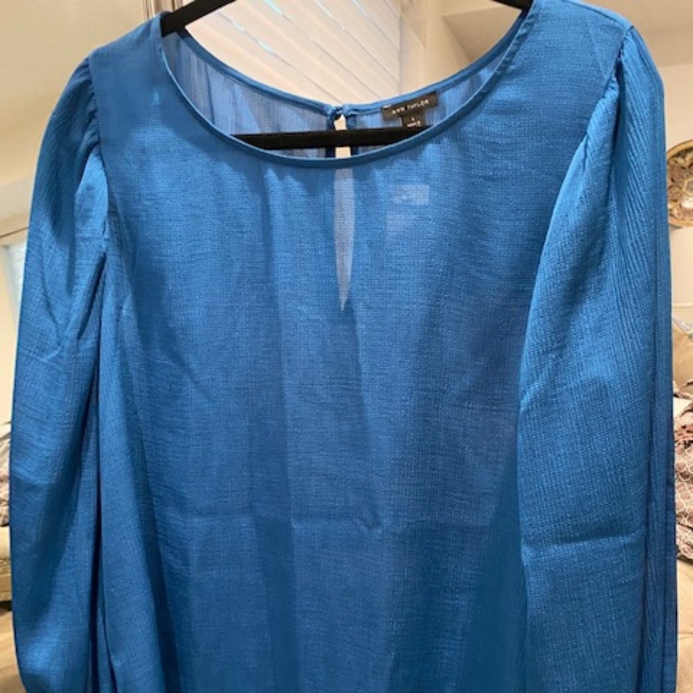 Ann Taylor NWT size L long sleeve blue blouse